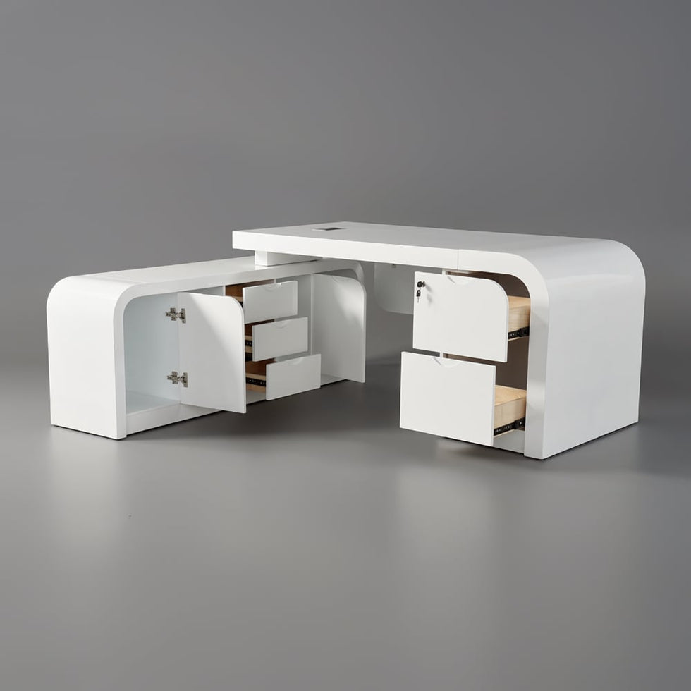 HMR - Chicent L-shaped Modern Executive Desk with Ample Storage