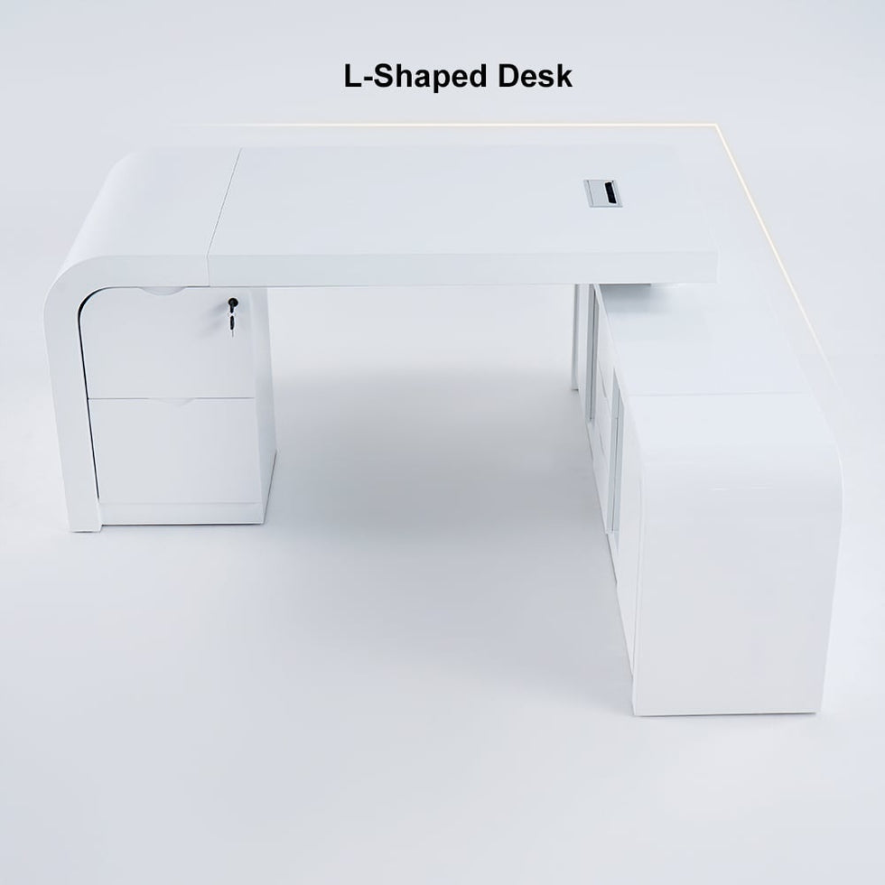 HMR - Chicent L-shaped Modern Executive Desk with Ample Storage