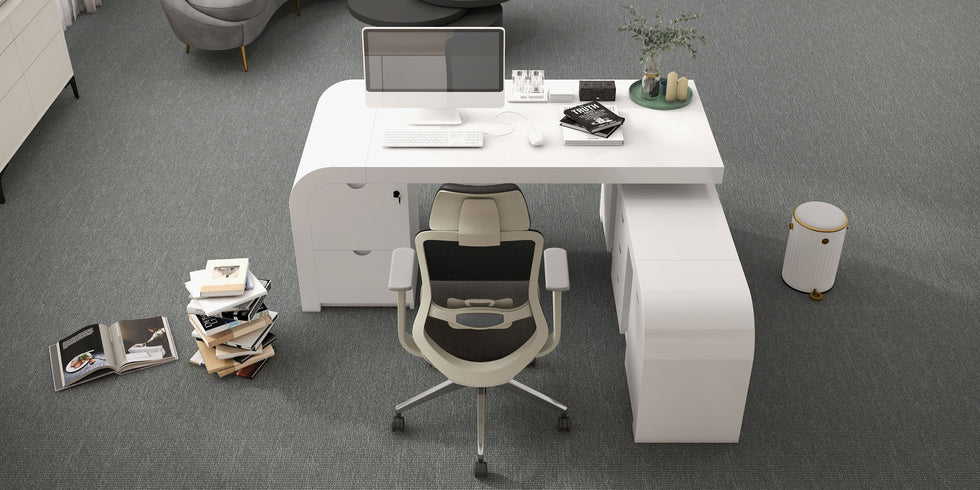 HMR - Chicent L-shaped Modern Executive Desk with Ample Storage