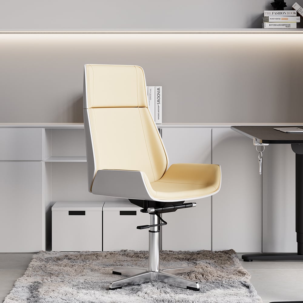 HMR - Faux Leather Office Chair Desk Chair with Wheels & Adjustable Height