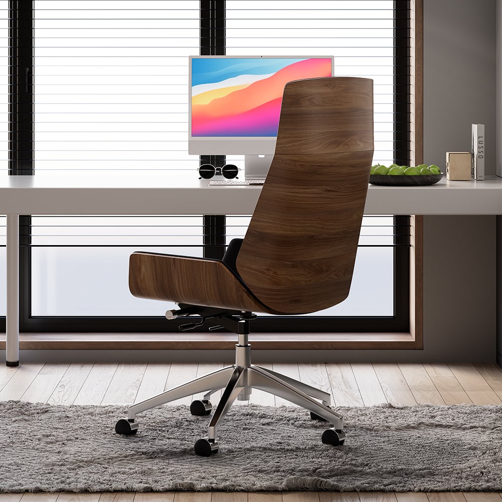 HMR - Faux Leather Office Chair Desk Chair with Wheels & Adjustable Height