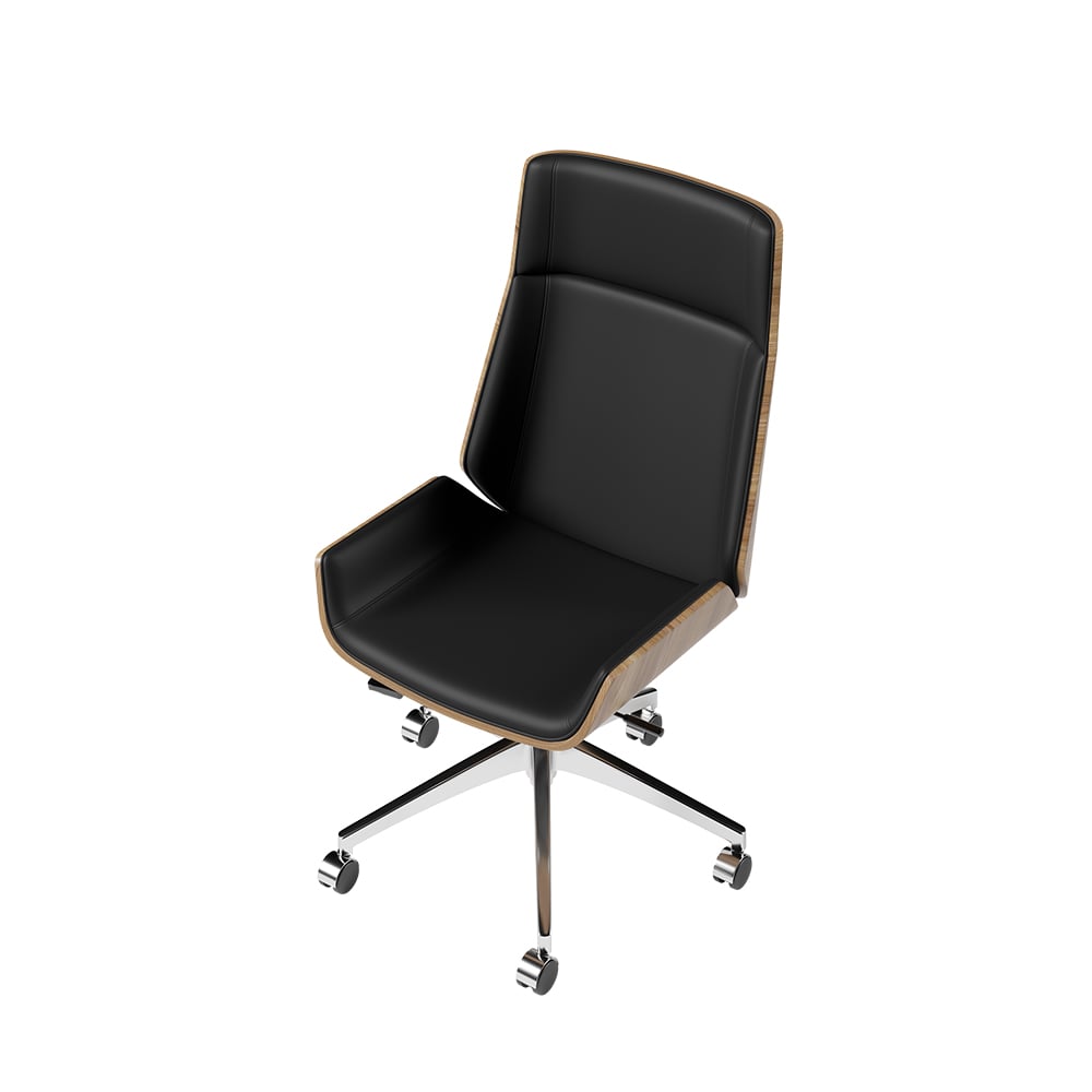 HMR - Faux Leather Office Chair Desk Chair with Wheels & Adjustable Height