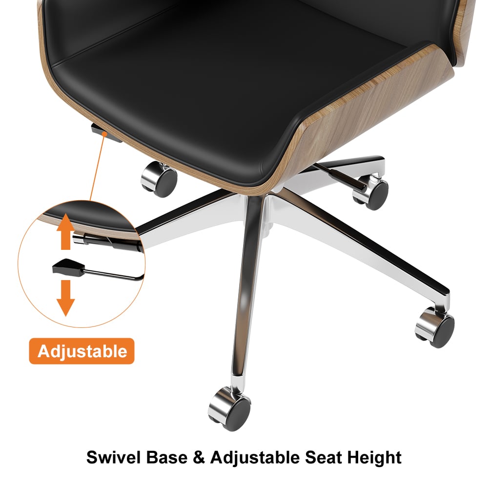 HMR - Faux Leather Office Chair Desk Chair with Wheels & Adjustable Height