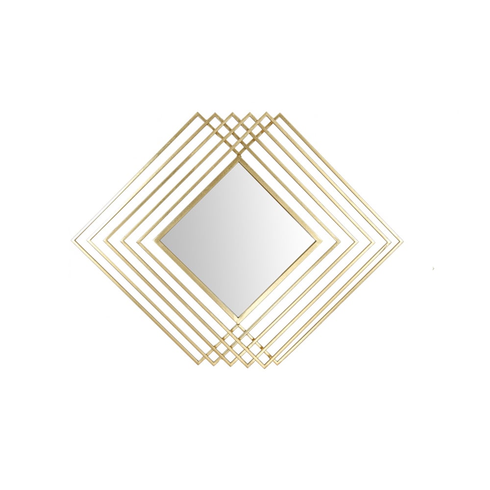 HMR - Modern Luxury Overlapping Geometric Rhombus Gold Metal Wall Mirror