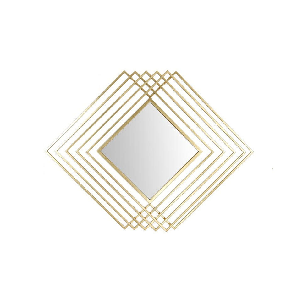 HMR - Modern Luxury Overlapping Geometric Rhombus Gold Metal Wall Mirror
