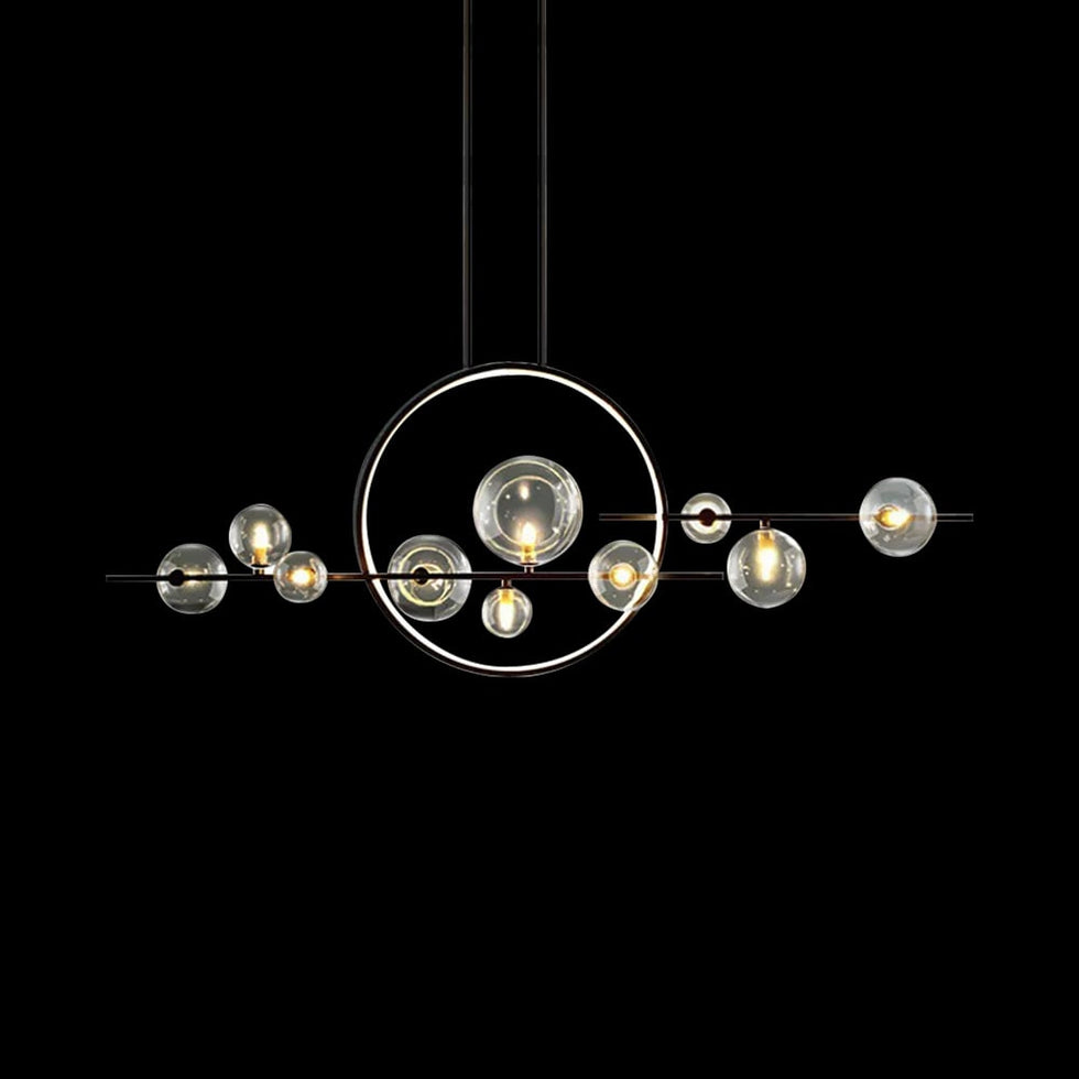 HMR - Bubi Modern Linear Kitchen Island Light for Dining Room with Glass Globe Shade