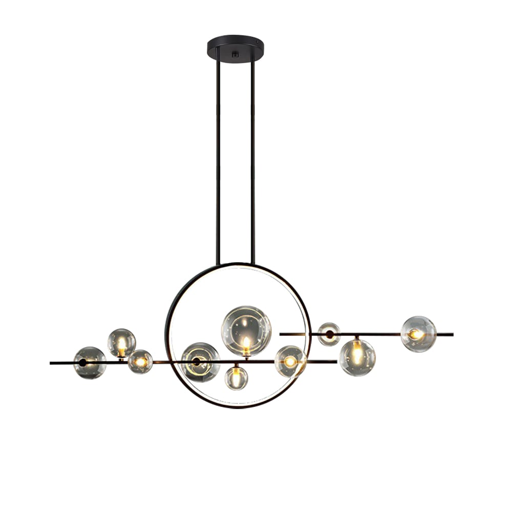 HMR - Bubi Modern Linear Kitchen Island Light for Dining Room with Glass Globe Shade