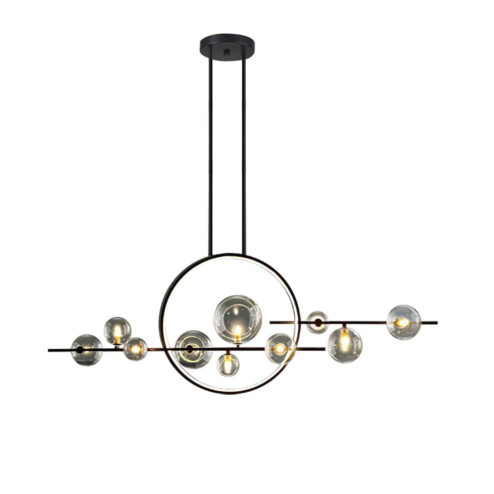 HMR - Bubi Modern Linear Kitchen Island Light for Dining Room with Glass Globe Shade