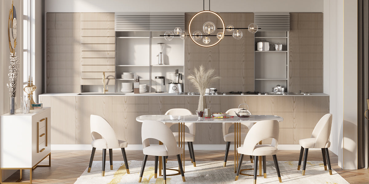HMR - Bubi Modern Linear Kitchen Island Light for Dining Room with Glass Globe Shade