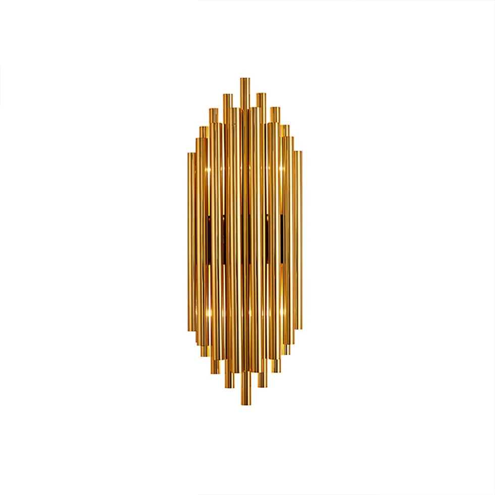 HMR - Glam Fluted Gold Wall Sconce 2-Light Flush Mount Wall Lighting