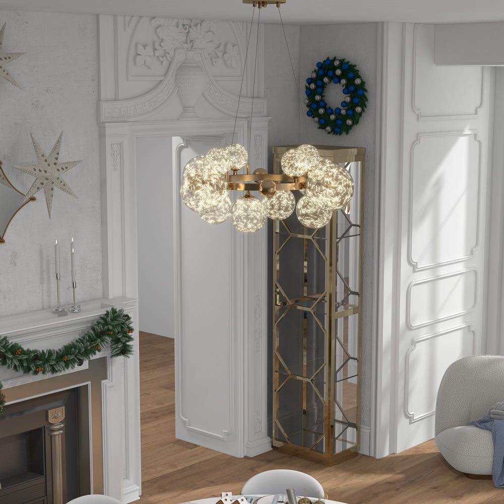 HMR - Miglobe Gold Glass Globe LED Chandelier with Adjustable Cable