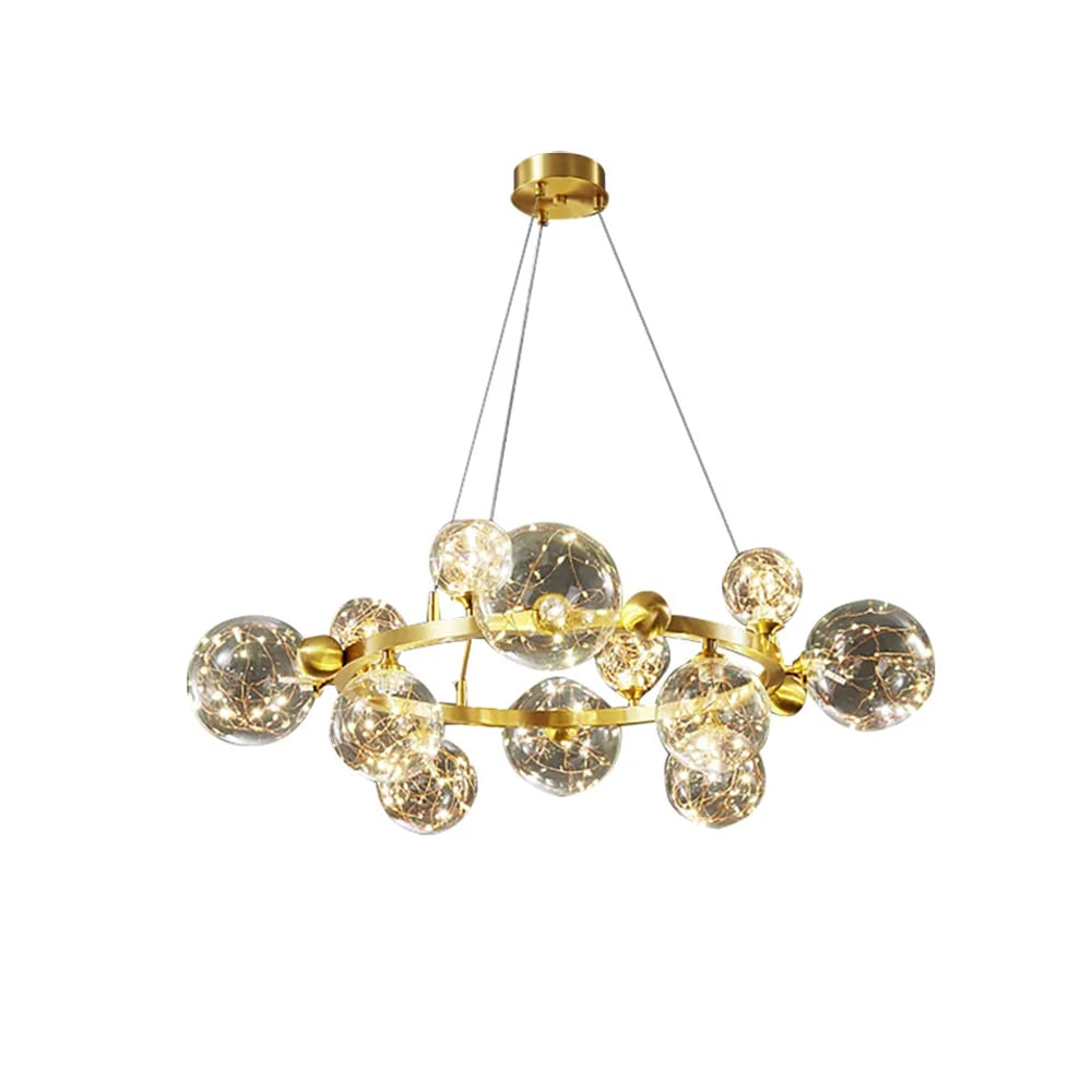 HMR - Miglobe Gold Glass Globe LED Chandelier with Adjustable Cable