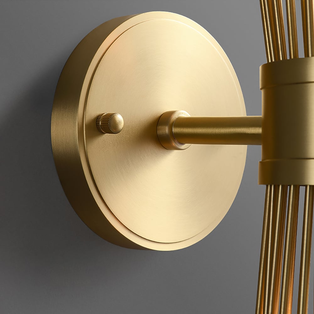 HMR - Jella Modern Light Brass Wall Sconce in Wheat-Straw Lampshade