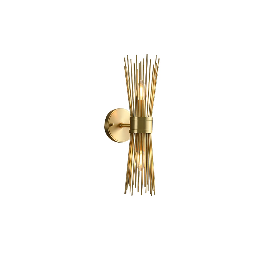 HMR - Jella Modern Light Brass Wall Sconce in Wheat-Straw Lampshade