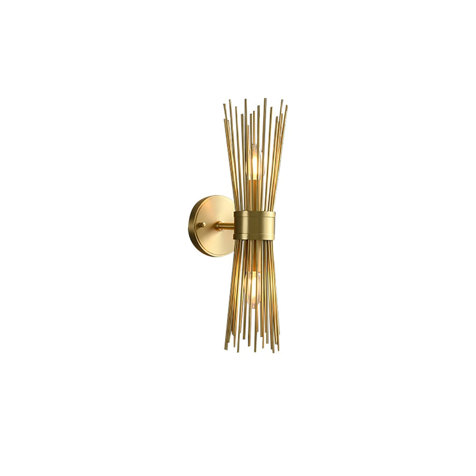 HMR - Jella Modern Light Brass Wall Sconce in Wheat-Straw Lampshade
