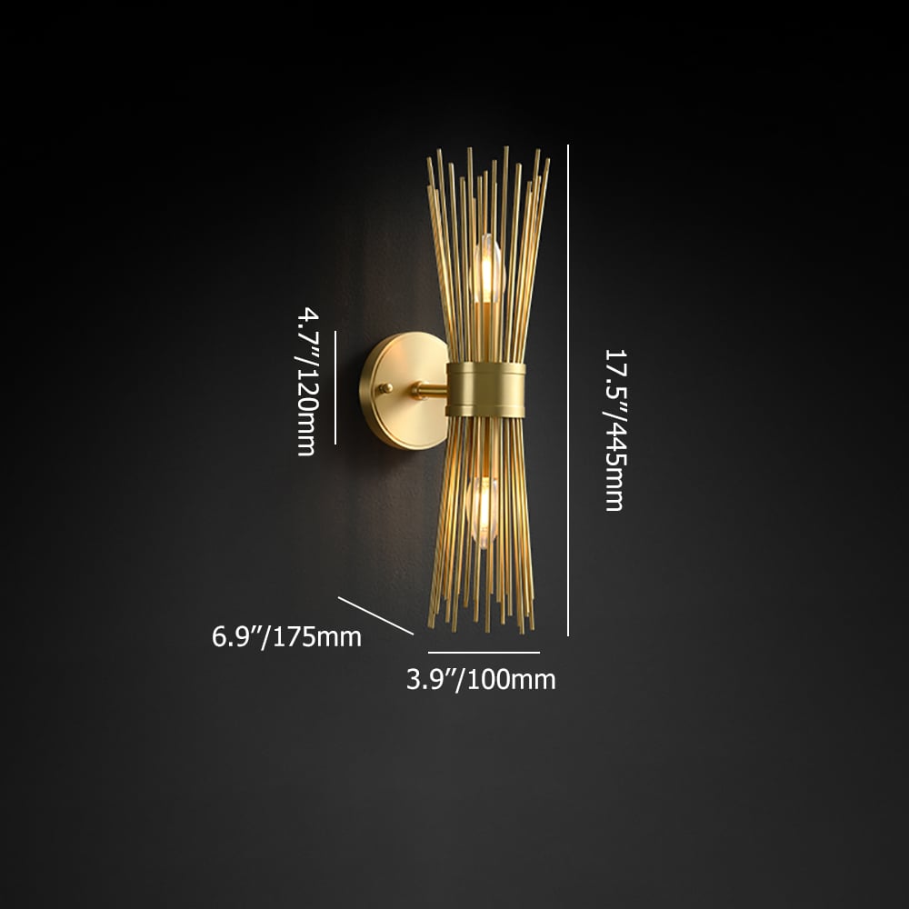 HMR - Jella Modern Light Brass Wall Sconce in Wheat-Straw Lampshade
