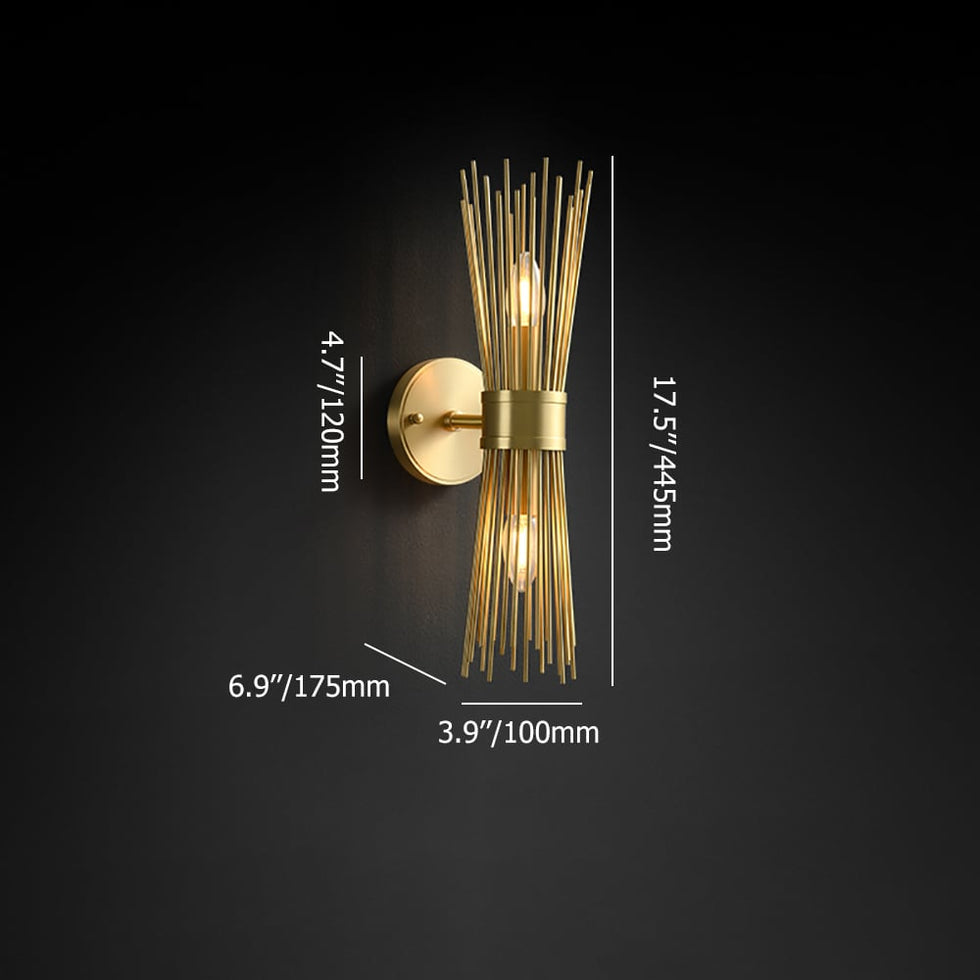 HMR - Jella Modern Light Brass Wall Sconce in Wheat-Straw Lampshade