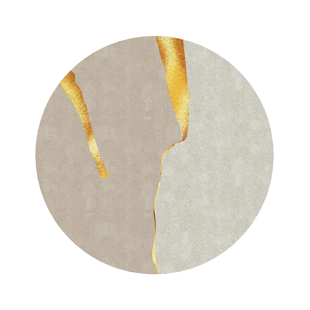 HMR - Circular Modern & Creative & Light Luxury Khaki & Yellow Area Rug Nylon Rug