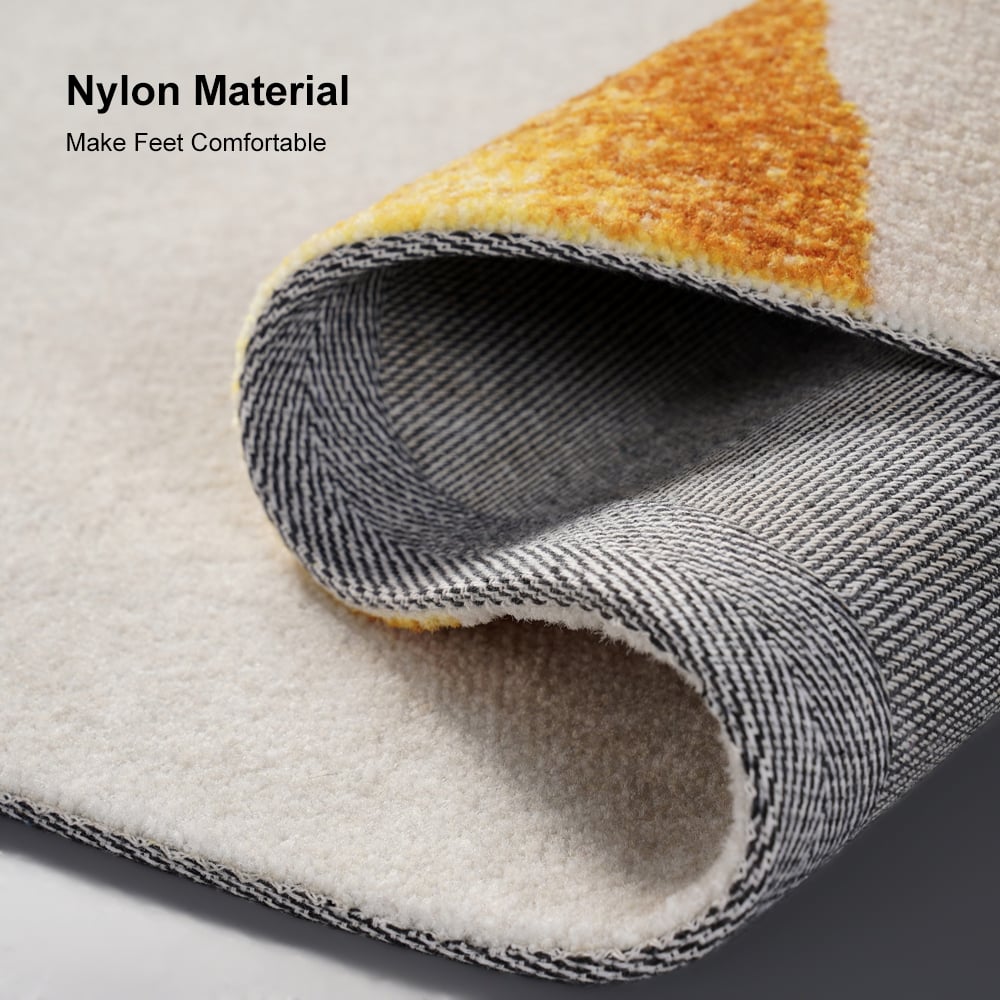 HMR - Circular Modern & Creative & Light Luxury Khaki & Yellow Area Rug Nylon Rug