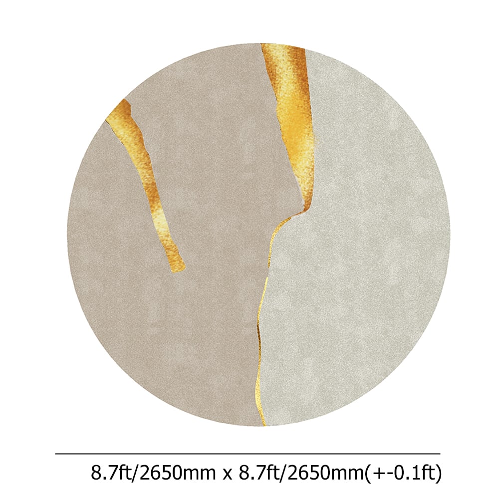 HMR - Circular Modern & Creative & Light Luxury Khaki & Yellow Area Rug Nylon Rug