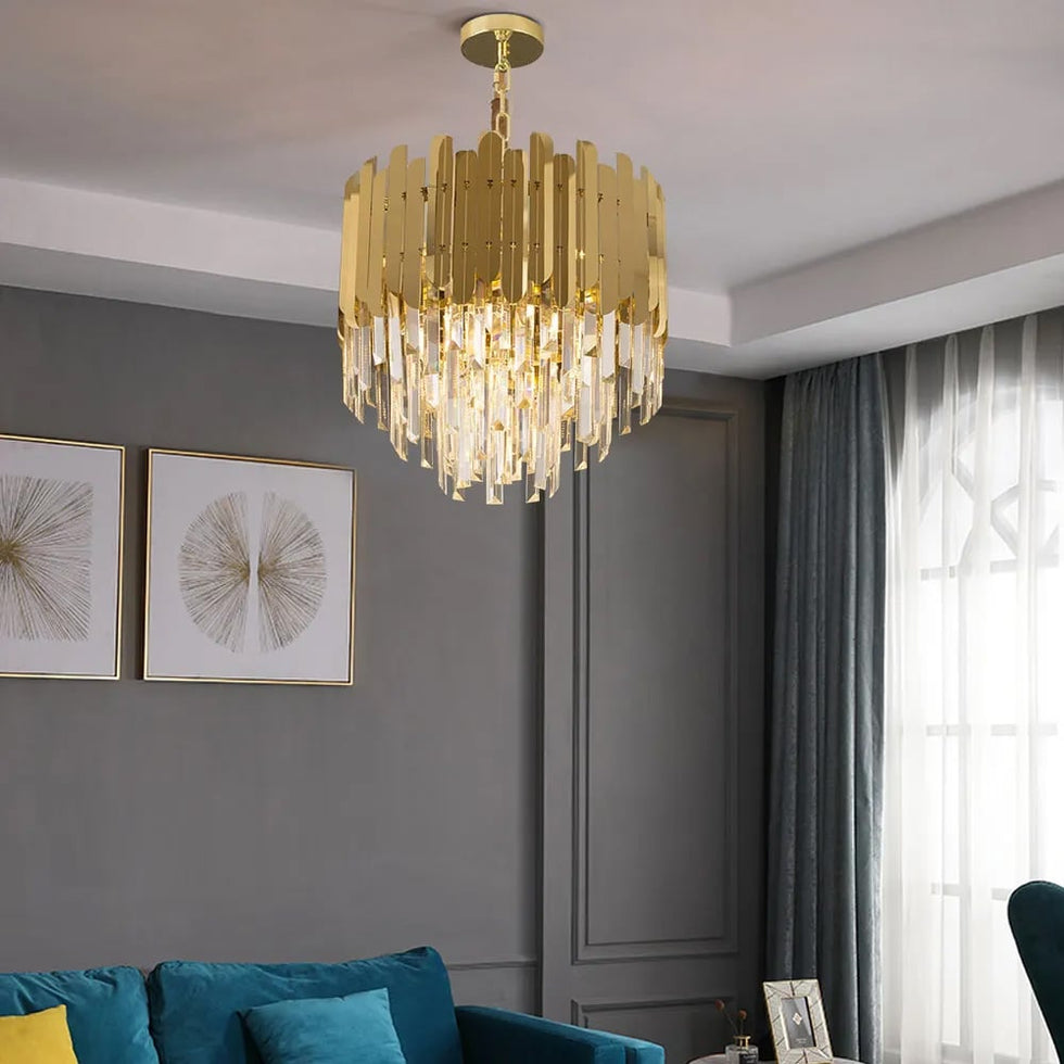 HMR - Kitoney Modern Tiered Crystal Chandelier with Adjustable Chain