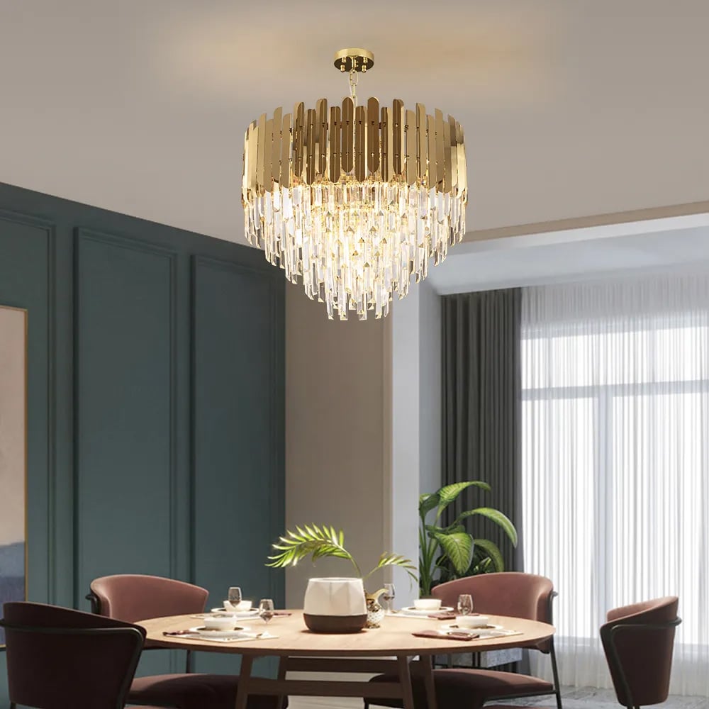 HMR - Kitoney Modern Tiered Crystal Chandelier with Adjustable Chain