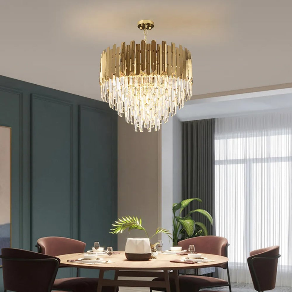 HMR - Kitoney Modern Tiered Crystal Chandelier with Adjustable Chain
