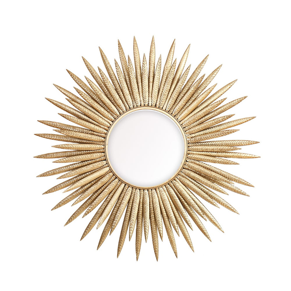 HMR - 33.7" Luxury Creative Gold Sunburst Large Metal Wall Mirror Decor Art for Living Room