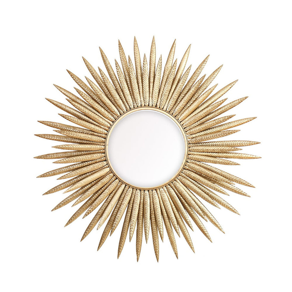 HMR - 33.7" Luxury Creative Gold Sunburst Large Metal Wall Mirror Decor Art for Living Room