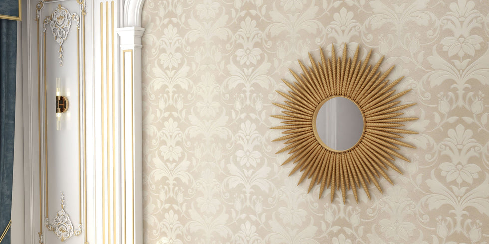 HMR - 33.7" Luxury Creative Gold Sunburst Large Metal Wall Mirror Decor Art for Living Room