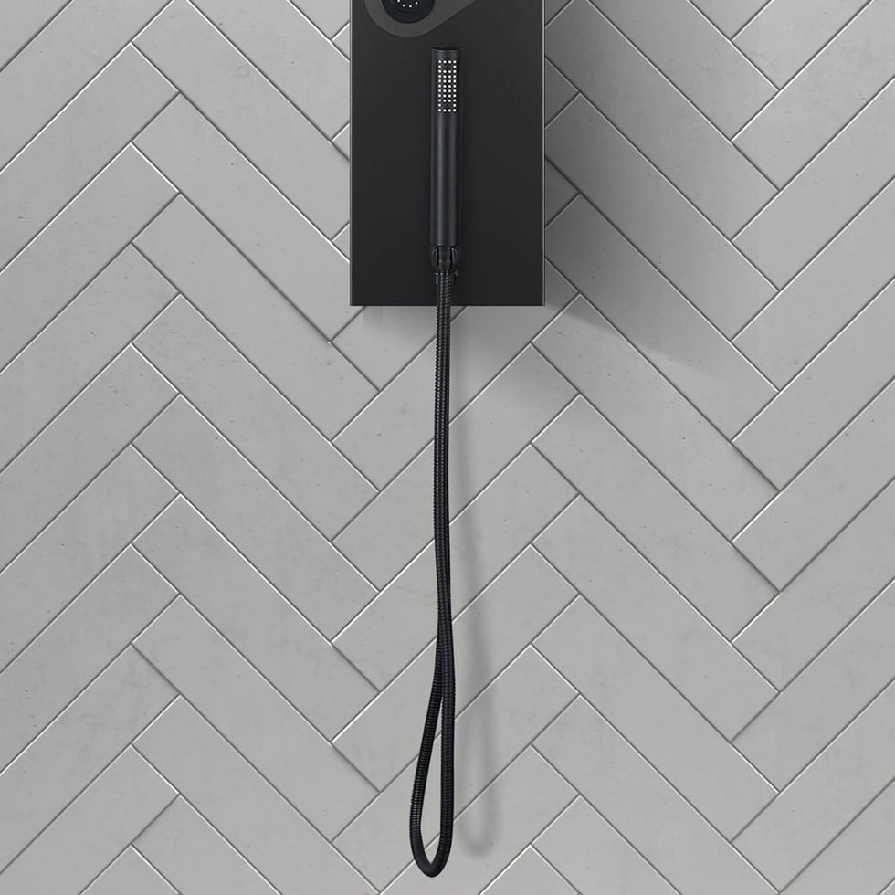 HMR - 55" Black Rainfall Shower Panel with Handheld Shower Adjustable Showerhead & Body Jets