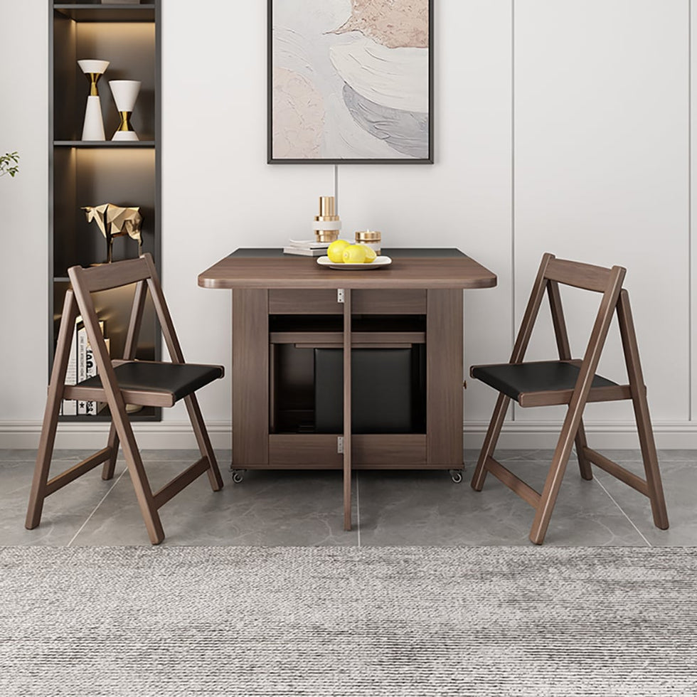 HMR - Dining Set 59.1" Modern Rectangle Folding Wood Dining Table with 4 Chairs