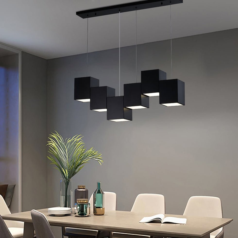 HMR - Modern Linear Kitchen Island Light 6-Light Square Pendant Light