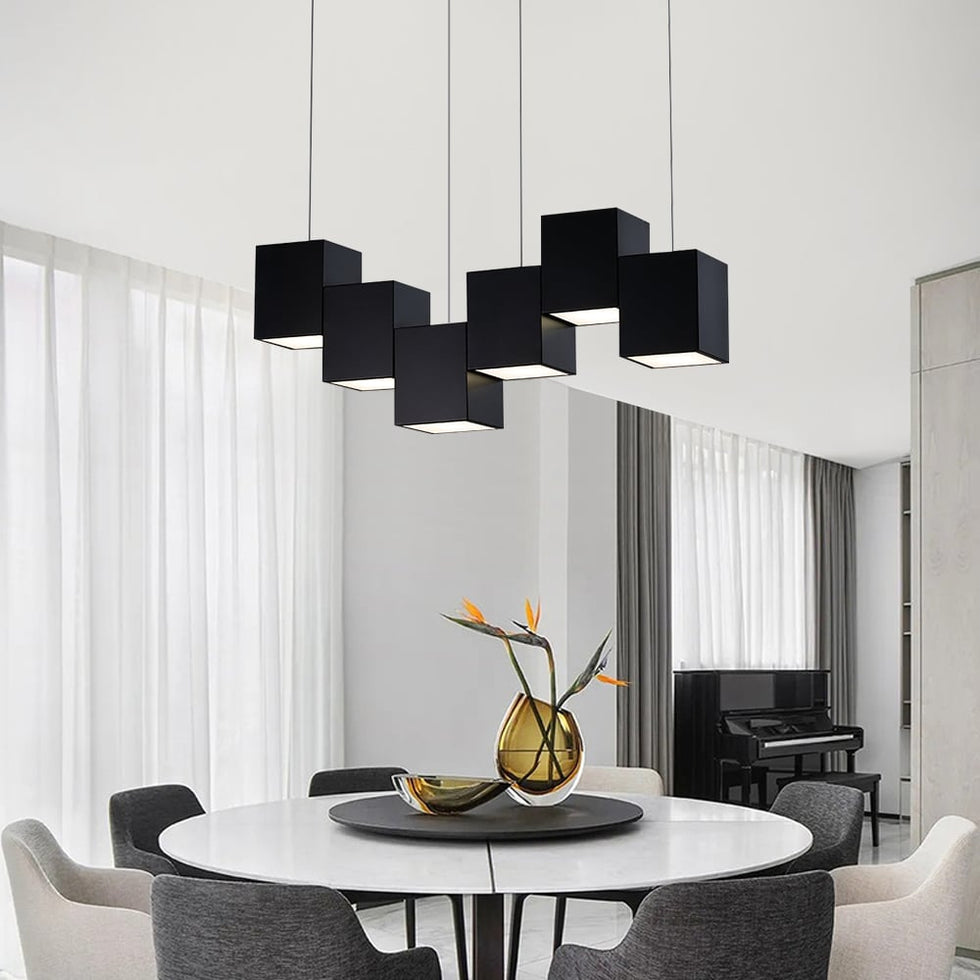 HMR - Modern Linear Kitchen Island Light 6-Light Square Pendant Light