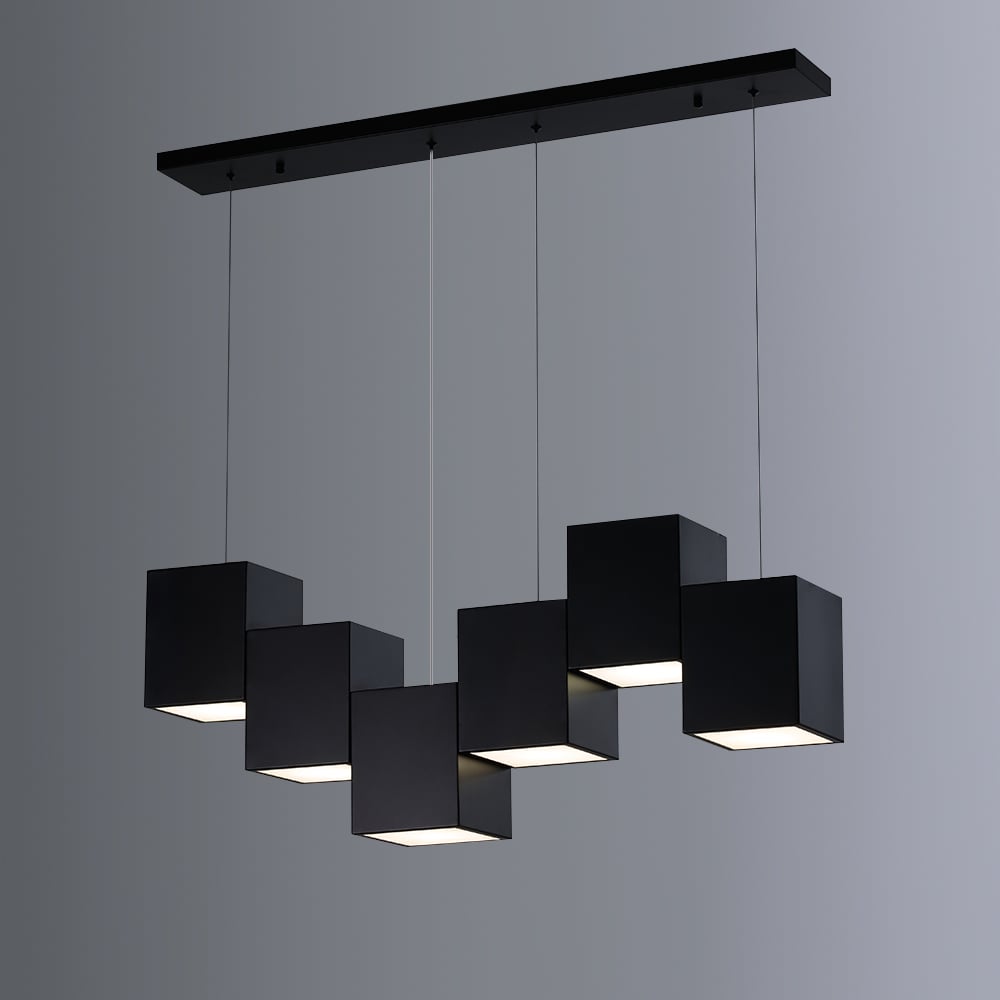 HMR - Modern Linear Kitchen Island Light 6-Light Square Pendant Light