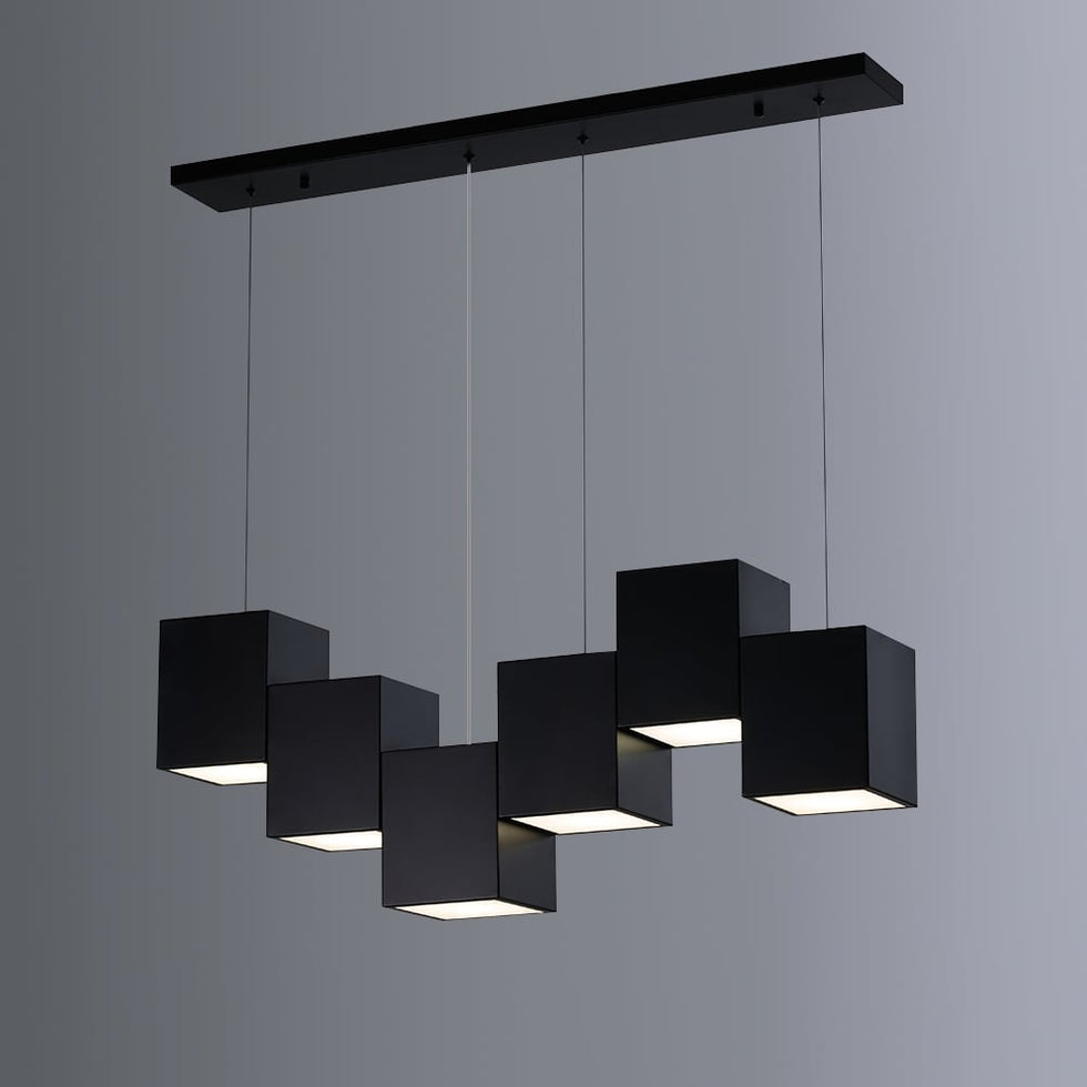HMR - Modern Linear Kitchen Island Light 6-Light Square Pendant Light