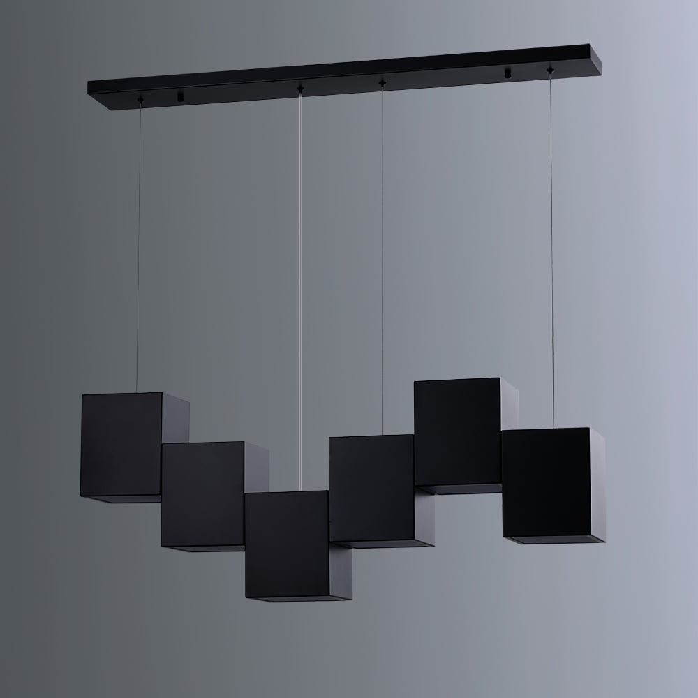 HMR - Modern Linear Kitchen Island Light 6-Light Square Pendant Light