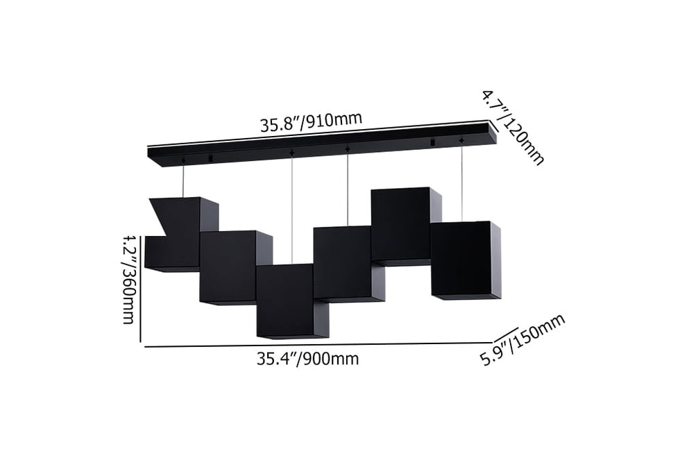 HMR - Modern Linear Kitchen Island Light 6-Light Square Pendant Light