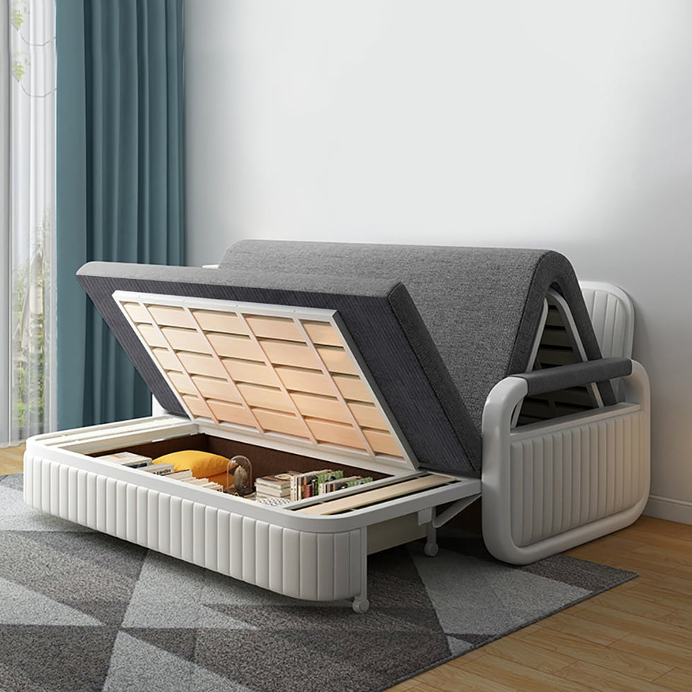 HMR - 2-Seater Linen Sleeper Sofa with Trundle