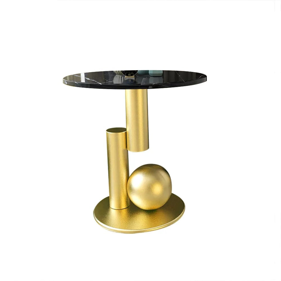 HMR - Modern Round End Table with Abstract Metal Base