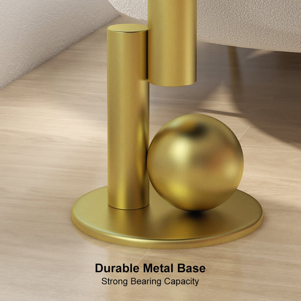 HMR - Modern Round End Table with Abstract Metal Base