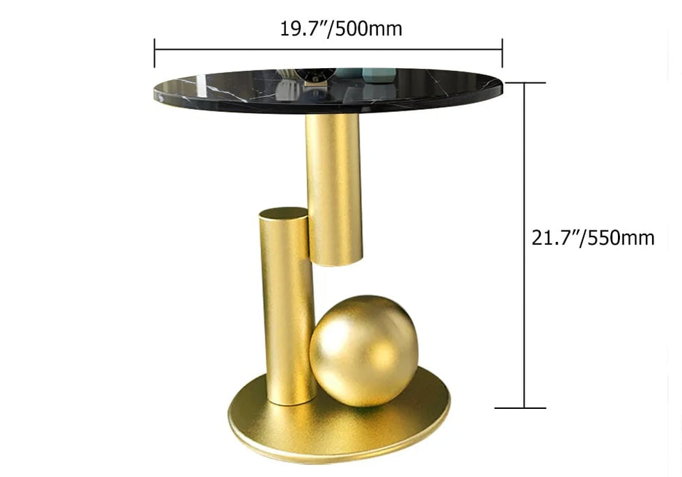 HMR - Modern Round End Table with Abstract Metal Base