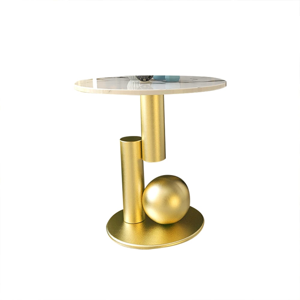 HMR - Modern Round End Table with Abstract Metal Base