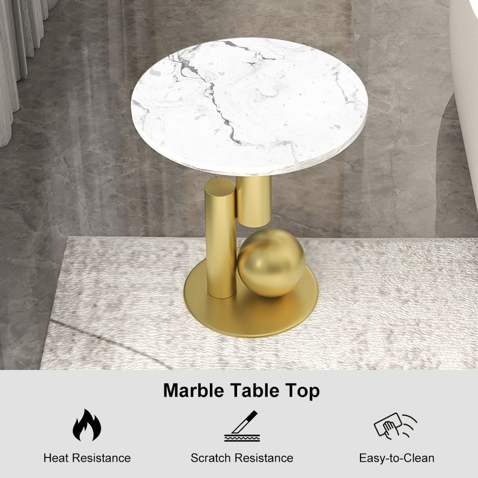 HMR - Modern Round End Table with Abstract Metal Base