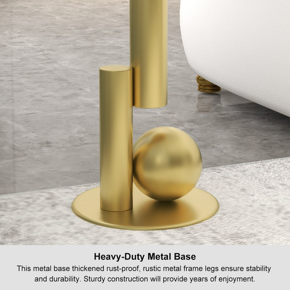 HMR - Modern Round End Table with Abstract Metal Base