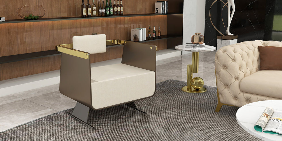 HMR - Modern Round End Table with Abstract Metal Base