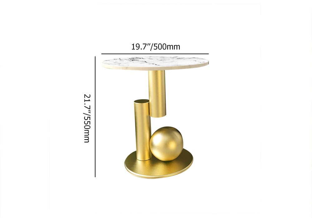 HMR - Modern Round End Table with Abstract Metal Base