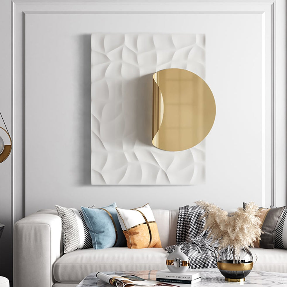 HMR - Modern Rectangle Metal Wall Decor Background Geometric 3D Wall Art for Livingroom