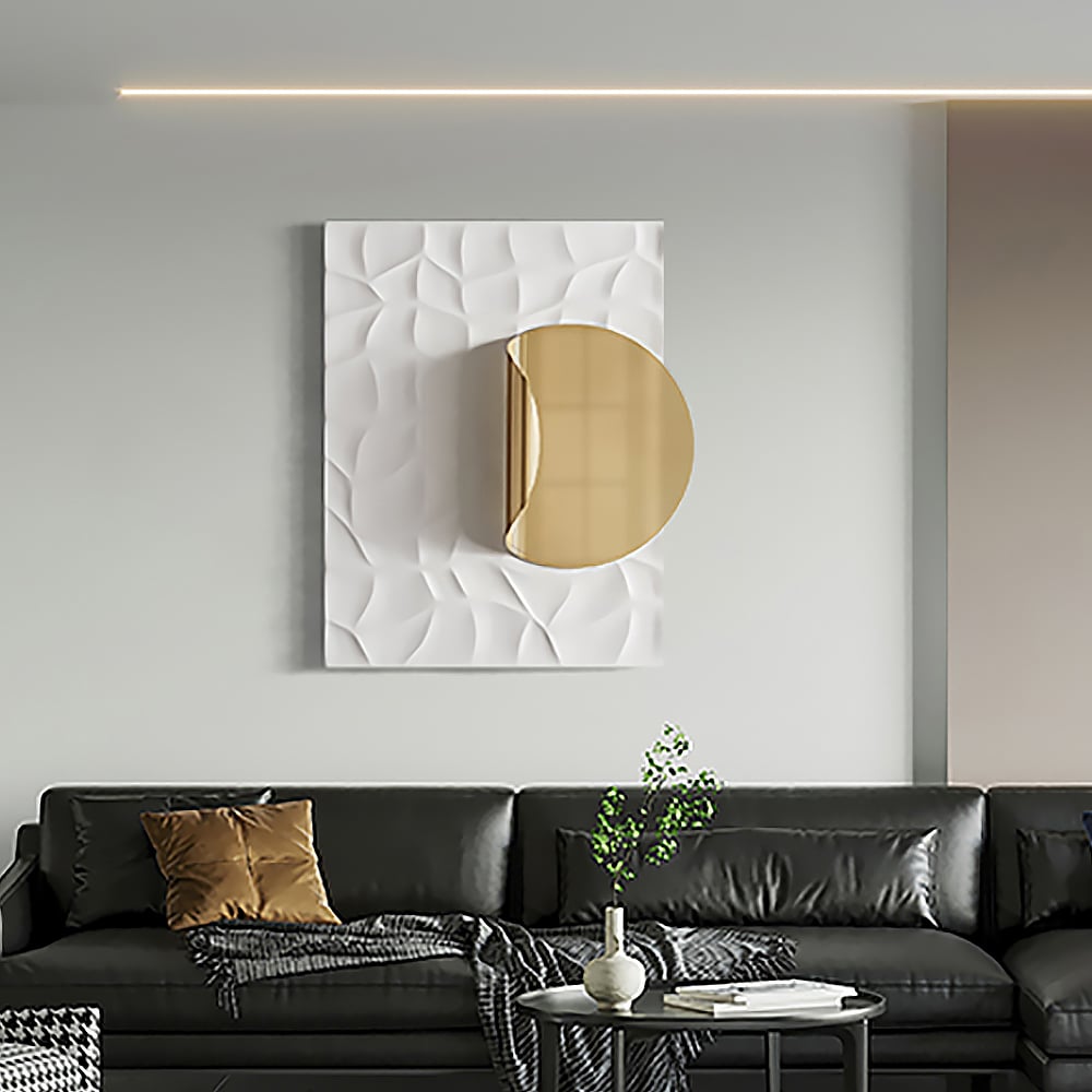HMR - Modern Rectangle Metal Wall Decor Background Geometric 3D Wall Art for Livingroom