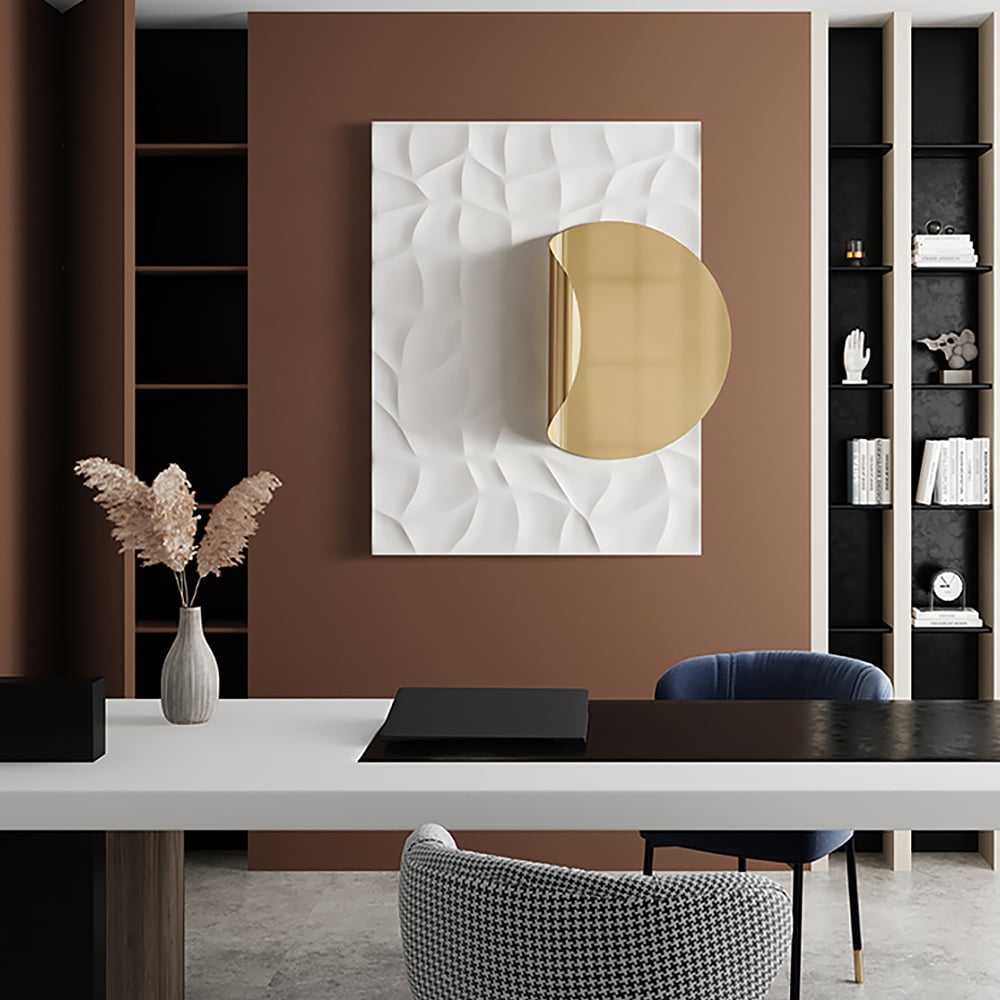 HMR - Modern Rectangle Metal Wall Decor Background Geometric 3D Wall Art for Livingroom